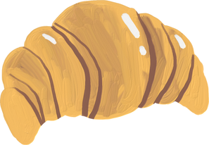 Handdrawn Painterly Asian Snacks Croissant