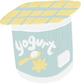 Handdrawn Painterly Cute Objects Yogurt